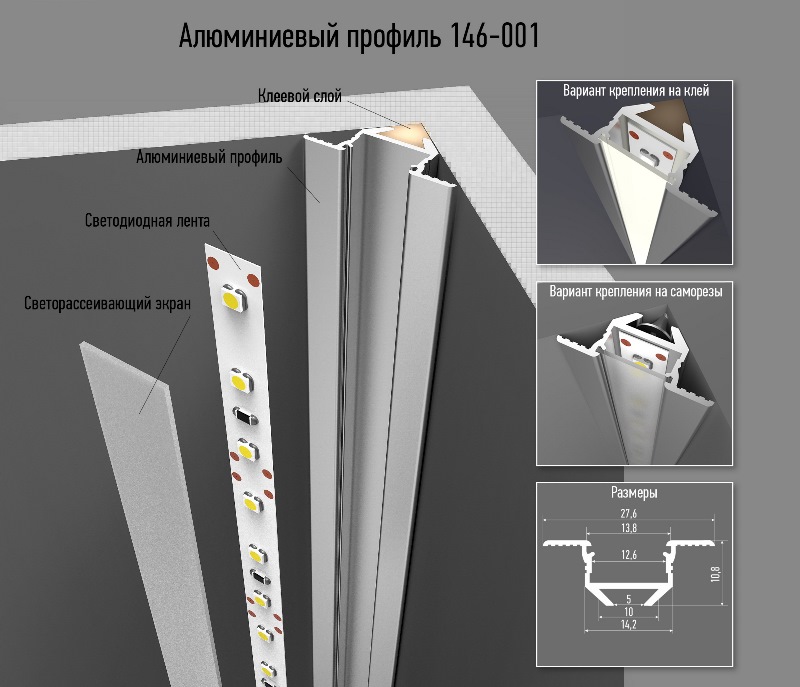 Врезной профиль для светодиодной ленты как установить